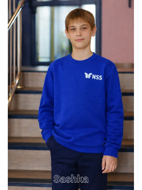 Толстовка для хлопчика синя з логотипом школи NSS, розмір 116-176